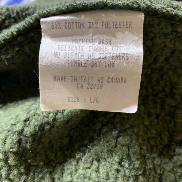 Vintage 1/4 Zip Fleece Henley Sweater Jacket Mens L Embroidered Green Pullover - Picture 7 of 11